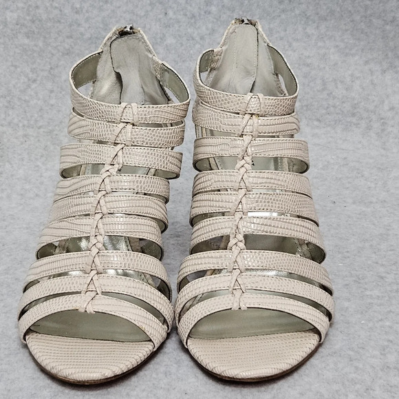 Alfani Menny City Sandal Strappy Beige Gladiator Heel Peep Toe Women's 8.5 - Picture 4 of 10